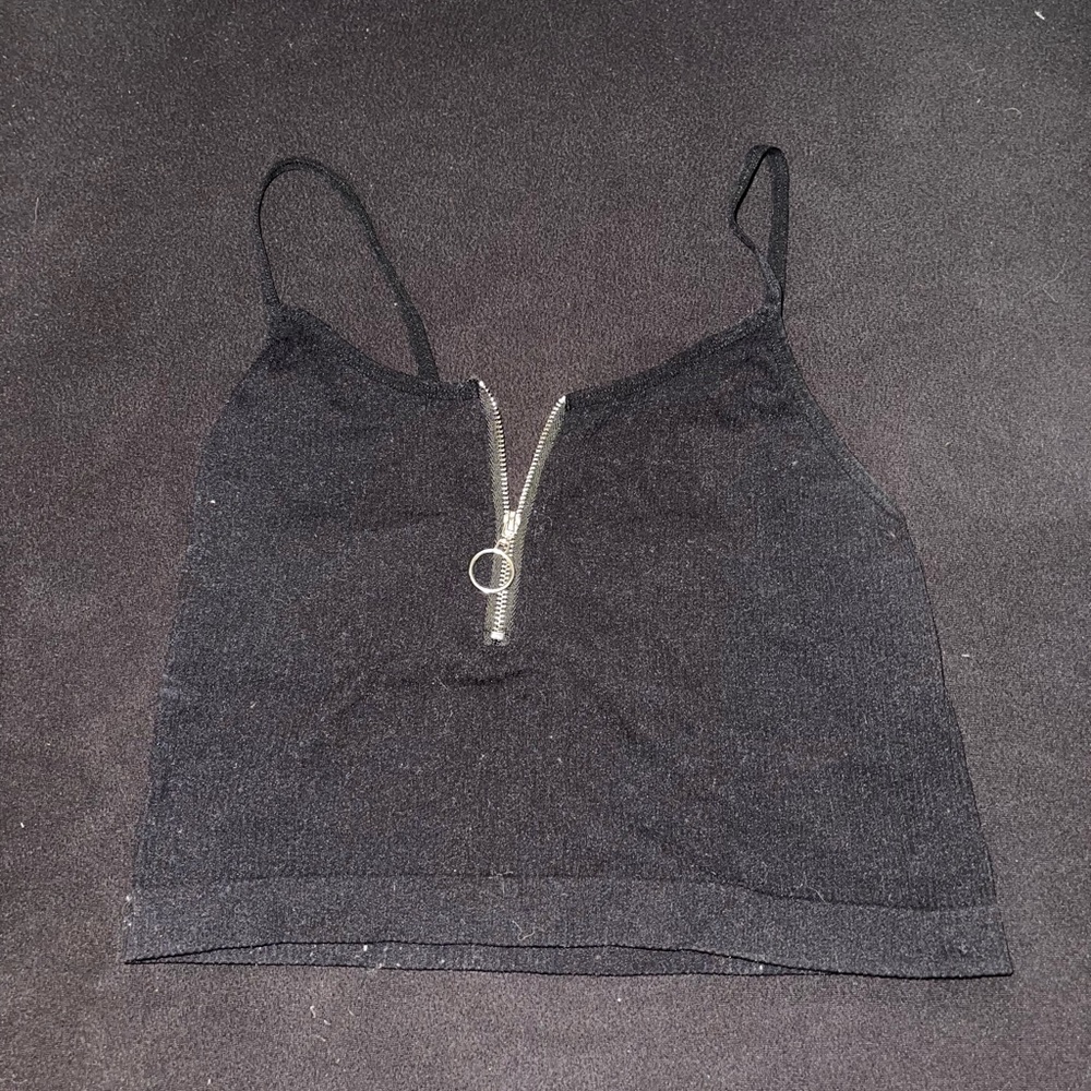 fashion nova ribbed crop tank top with zipper